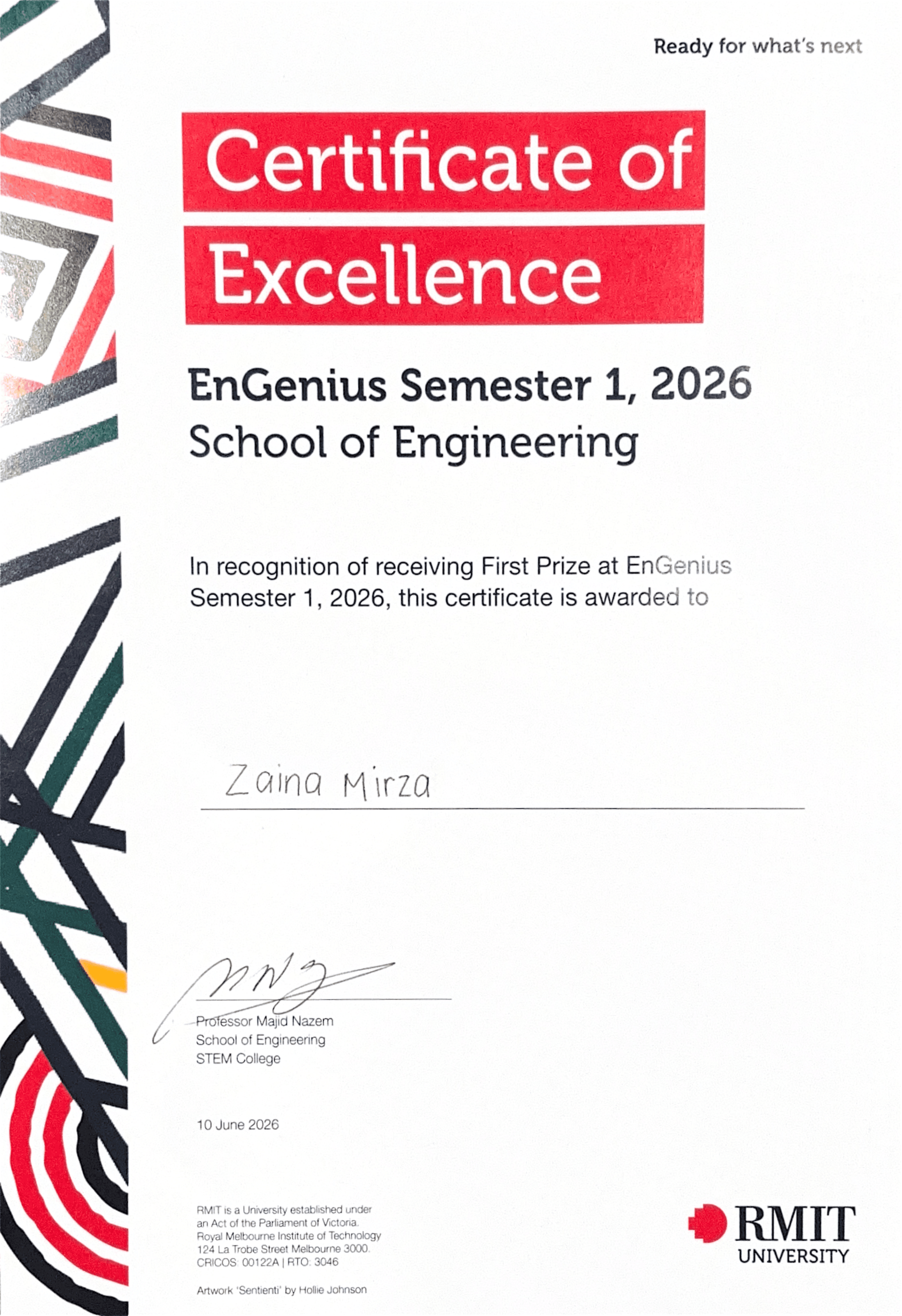 EnGenius Award certificate